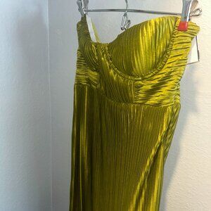 Hello Molly Chase The Blues Midi Dress Green Sz 8 Strapless Flowy NEW with Tags.
